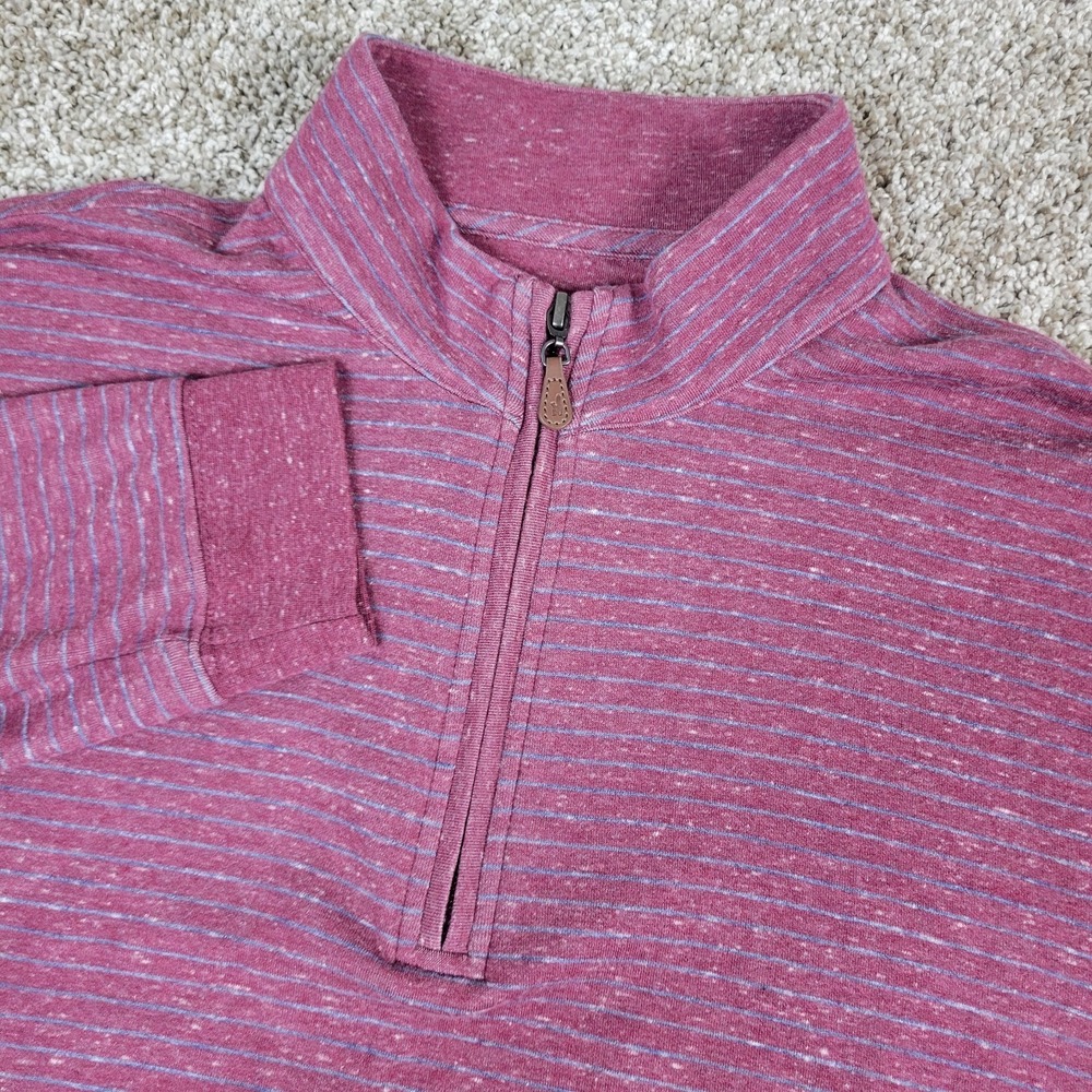 Johnnie O Mens Medium Red Striped Performance Stretch Quarter Zip